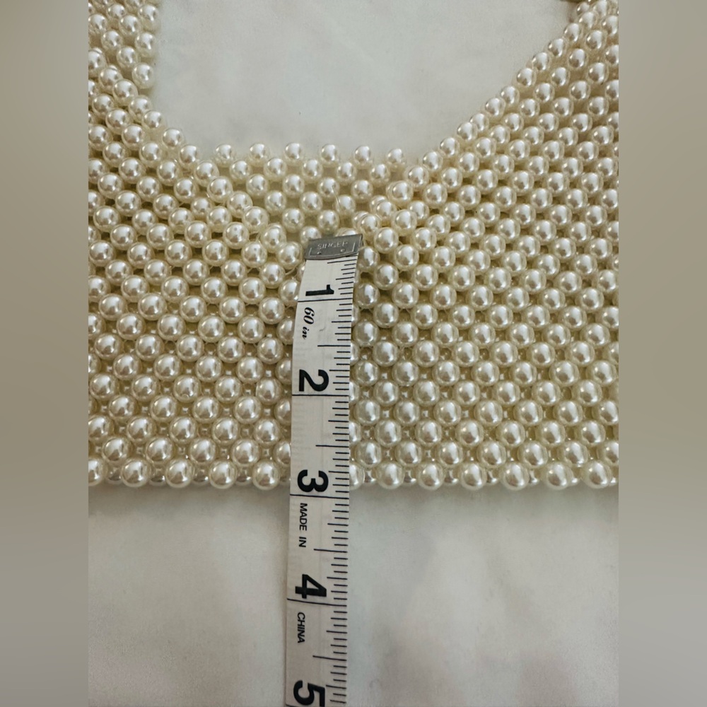 Chic Pearl-Studded White Crop Top - Picture 7 of 8